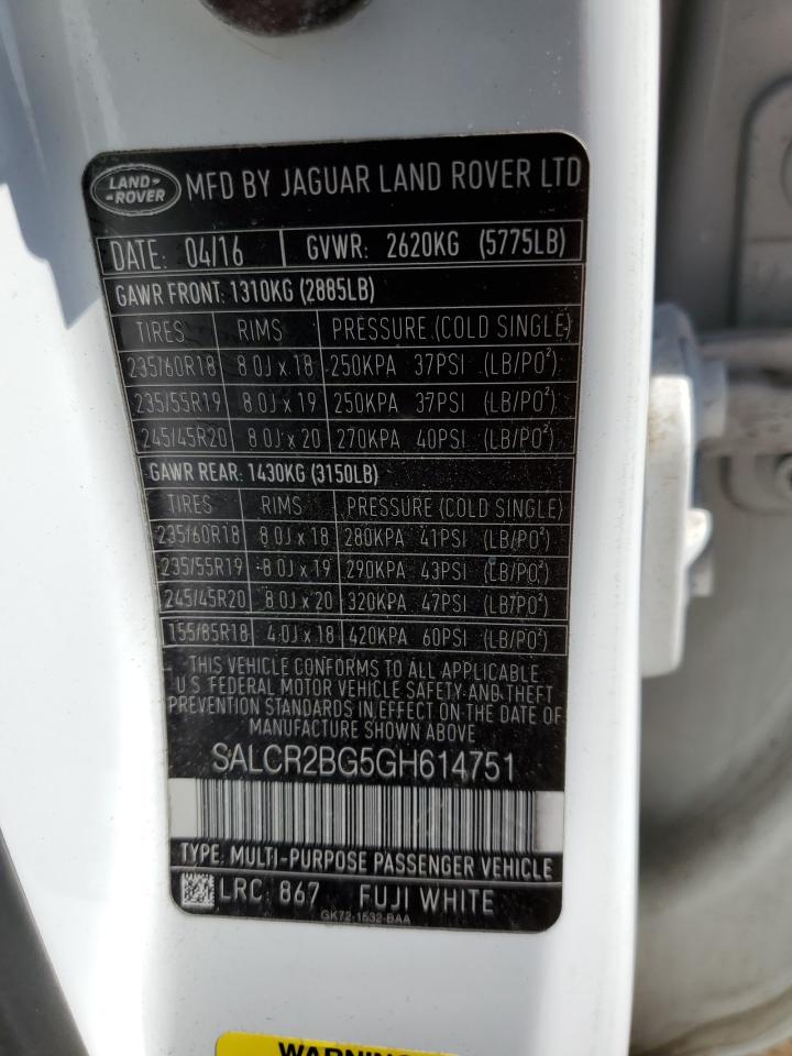 Photo 12 VIN: SALCR2BG5GH614751 - LAND ROVER DISCOVERY 