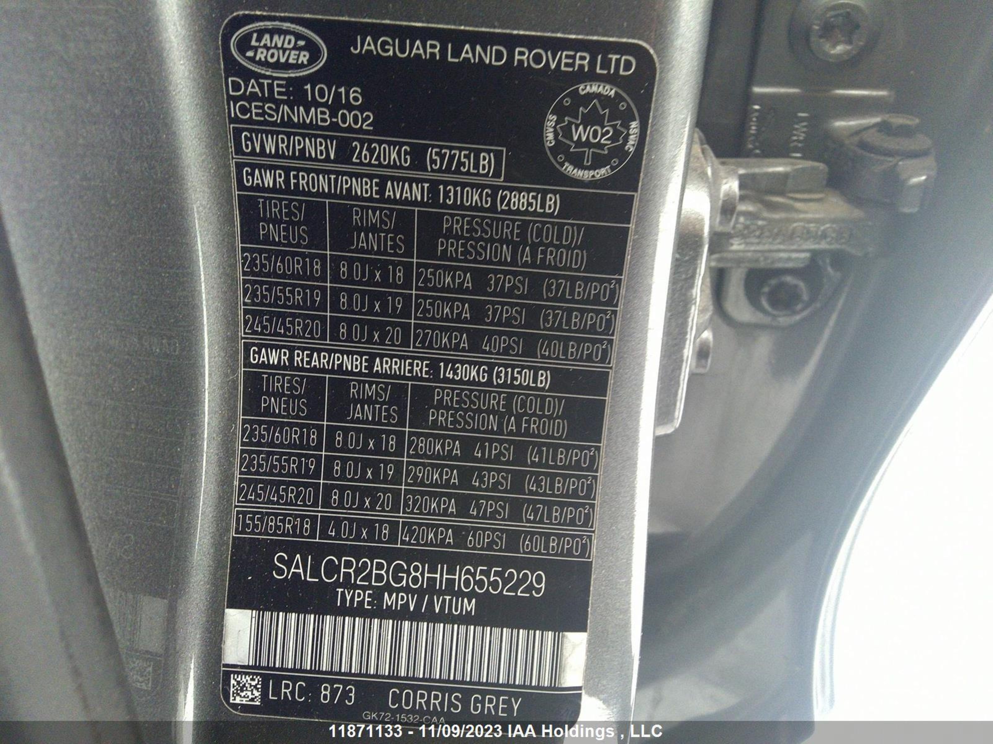 Photo 8 VIN: SALCR2BG8HH655229 - LAND ROVER DISCOVERY SPORT 