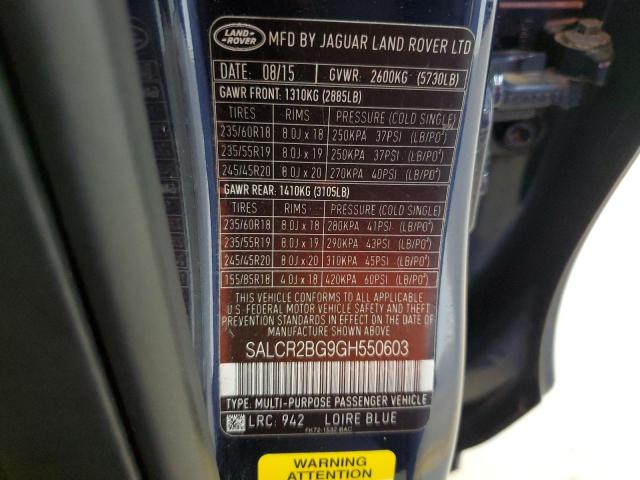 Photo 11 VIN: SALCR2BG9GH550603 - LAND ROVER DISCOVERY 