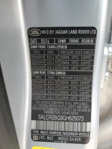 Photo 12 VIN: SALCR2BG9GH625073 - LAND ROVER DISCOVERY 