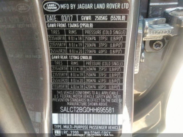 Photo 8 VIN: SALCT2BG0HH695581 - LAND ROVER DISCOVERY SPORT 