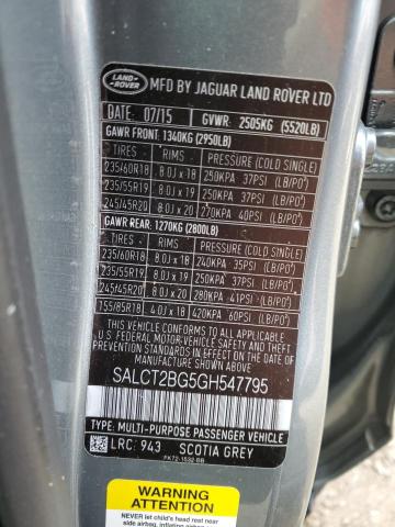 Photo 12 VIN: SALCT2BG5GH547795 - LAND ROVER DISCOVERY 