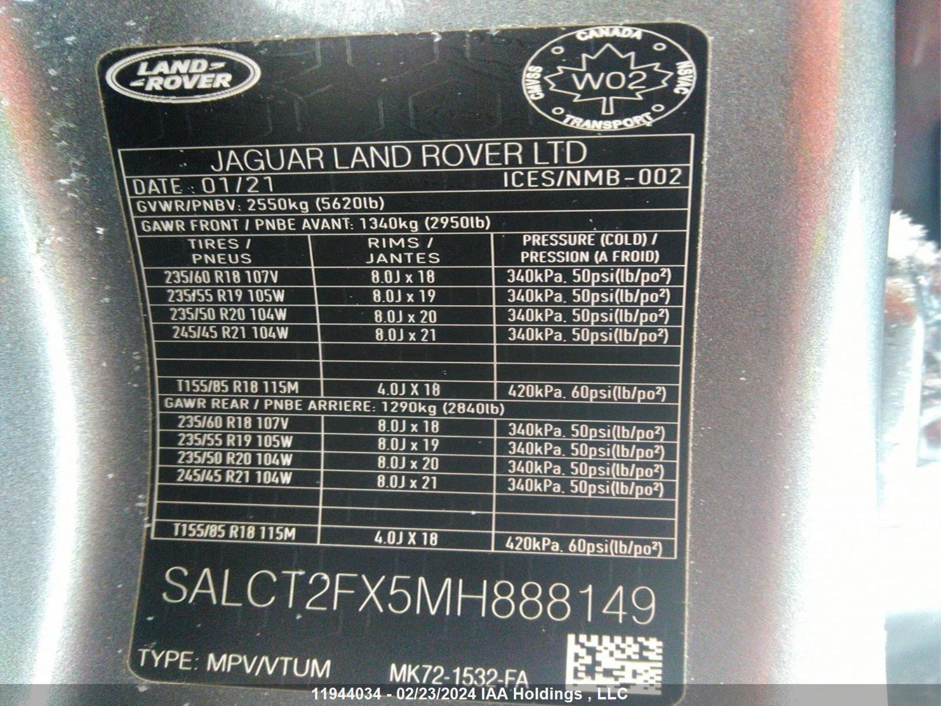 Photo 8 VIN: SALCT2FX5MH888149 - LAND ROVER DISCOVERY SPORT 