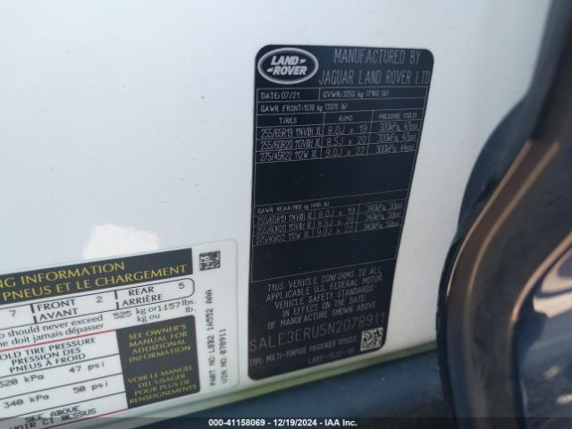 Photo 8 VIN: SALE3ERU5N2078911 - LAND ROVER DEFENDER 