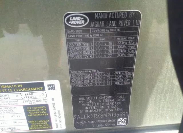 Photo 8 VIN: SALEK7RX8M2036689 - LAND ROVER DEFENDER 