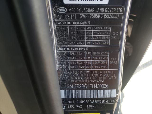 Photo 9 VIN: SALFP2BG1FH430036 - LAND ROVER FREELANDER 