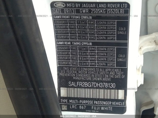 Photo 8 VIN: SALFR2BG7DH378130 - LAND ROVER LR2 