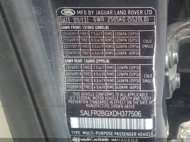 Photo 8 VIN: SALFR2BGXDH377506 - LAND-ROVER LR2 