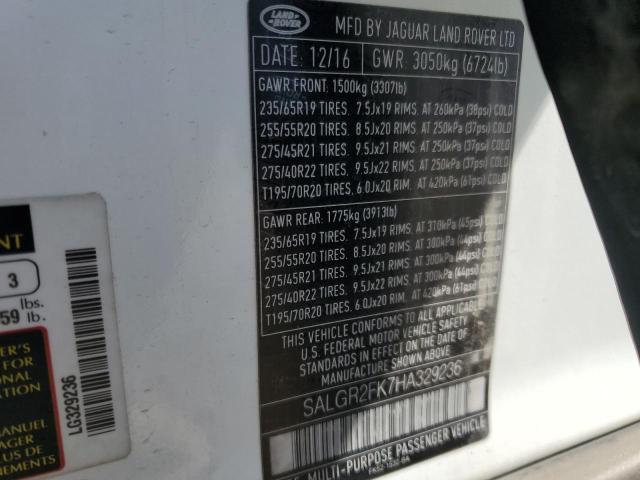 Photo 9 VIN: SALGR2FK7HA329236 - LAND ROVER RANGE ROVE 