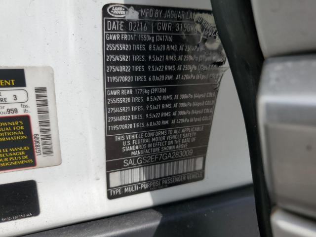 Photo 12 VIN: SALGS2EF7GA283009 - LAND ROVER RANGE ROVE 