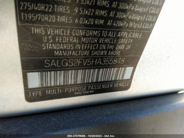 Photo 8 VIN: SALGS2FV5HA355848 - LAND ROVER RANGE ROVER 