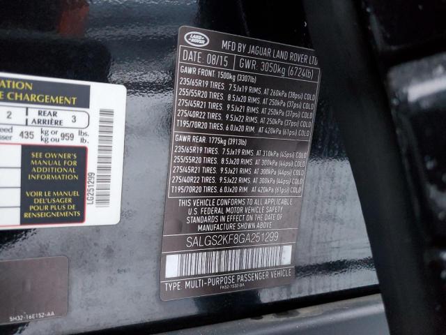 Photo 12 VIN: SALGS2KF8GA251299 - LAND ROVER RANGE ROVE 