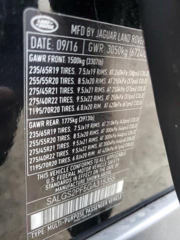 Photo 11 VIN: SALGS2PF5GA315355 - LAND ROVER RANGEROVER 