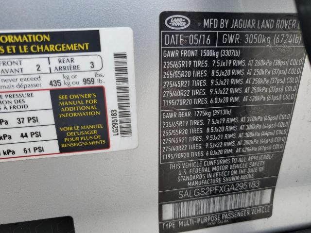 Photo 13 VIN: SALGS2PFXGA295183 - LAND ROVER RANGE ROVE 