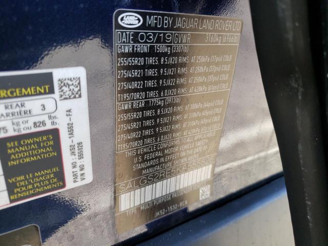 Photo 9 VIN: SALGS2RE5KA555826 - LAND ROVER RANGE ROVE 