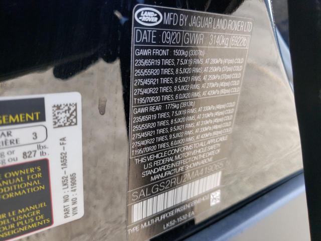 Photo 9 VIN: SALGS2RU2MA419065 - LAND ROVER RANGE ROVE 