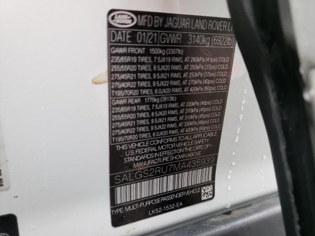 Photo 12 VIN: SALGS2RU7MA435939 - LAND ROVER RANGE ROVE 