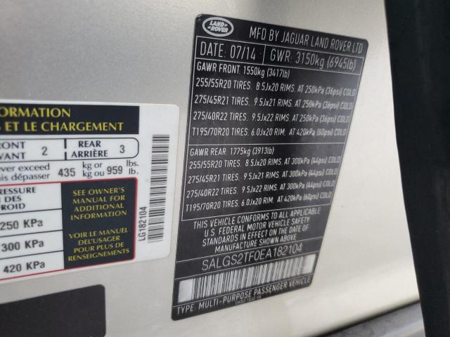 Photo 13 VIN: SALGS2TF0EA182104 - LAND ROVER RANGE ROVE 