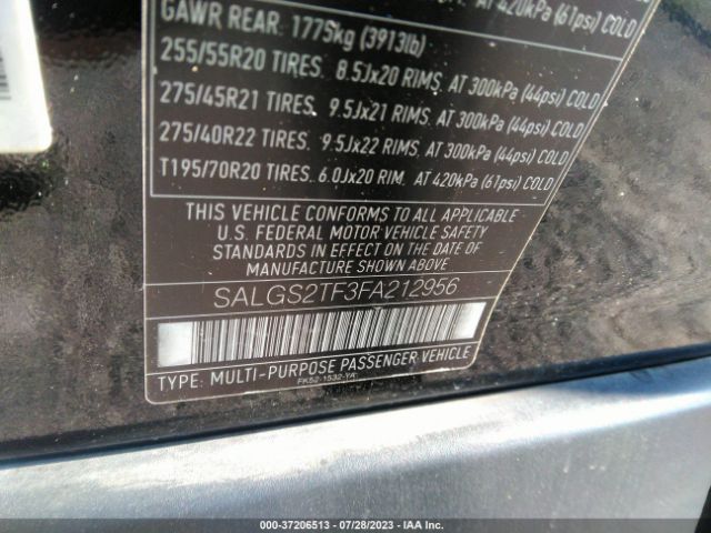 Photo 8 VIN: SALGS2TF3FA212956 - LAND ROVER RANGE ROVER 