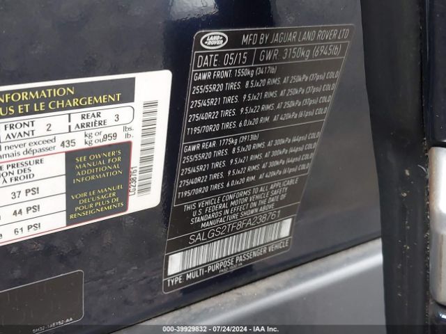 Photo 8 VIN: SALGS2TF8FA238761 - LAND-ROVER RANGE ROVER 