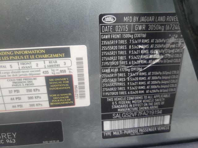 Photo 12 VIN: SALGS2VF7FA219194 - LAND ROVER RANGE ROVE 