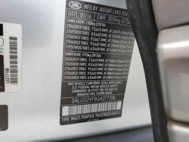 Photo 12 VIN: SALGS2VF8GA277106 - LAND ROVER RANGE ROVE 