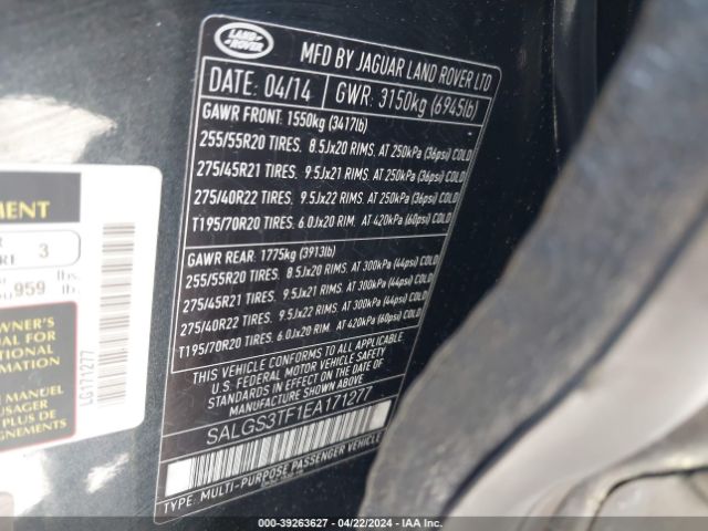 Photo 8 VIN: SALGS3TF1EA171277 - LAND ROVER RANGE ROVER 