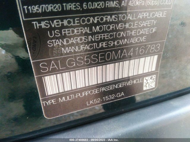 Photo 8 VIN: SALGS5SE0MA416783 - LAND ROVER RANGE ROVER 