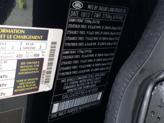 Photo 9 VIN: SALGV2EF5EA141858 - LAND ROVER RANGE ROVE 