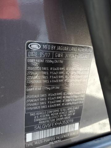 Photo 9 VIN: SALGV5FEXHA353019 - LAND ROVER RANGE ROVE 