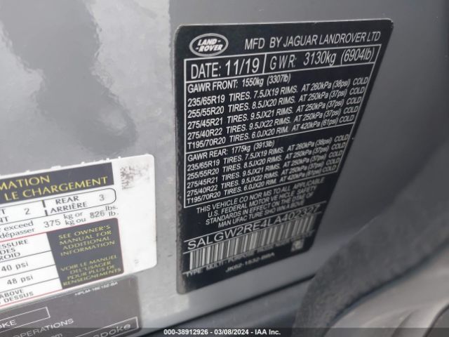 Photo 8 VIN: SALGW2RE4LA402327 - LAND ROVER RANGE ROVER 