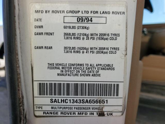 Photo 12 VIN: SALHC1343SA656651 - LAND ROVER RANGE ROVE 