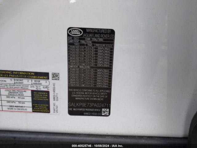 Photo 8 VIN: SALKP9E73PA024711 - LAND ROVER RANGE ROVER 