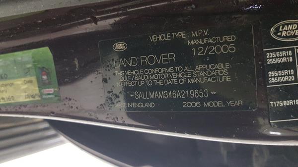 Photo 1 VIN: SALLMAM346A219653 - RANGE ROVER LAND ROVER 