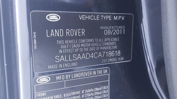 Photo 2 VIN: SALLSAAD4CA718618 - RANGE ROVER SPORT 