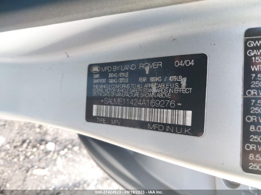 Photo 8 VIN: SALME11424A169276 - LAND ROVER RANGE ROVER 