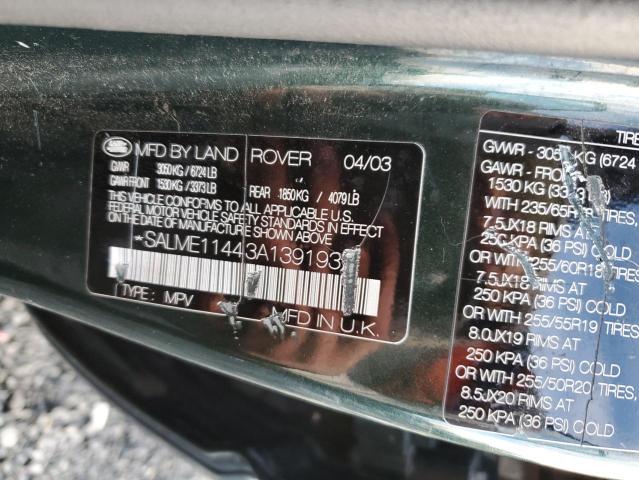 Photo 11 VIN: SALME11443A139193 - LAND ROVER RANGE ROVE 