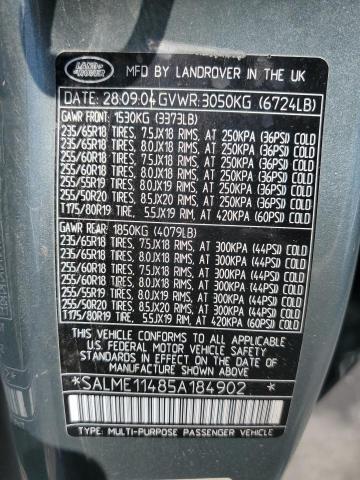 Photo 11 VIN: SALME11485A184902 - LAND ROVER RANGE ROVE 