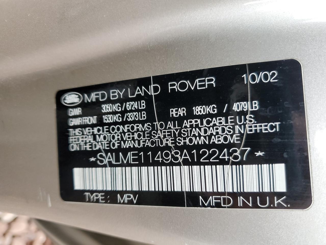 Photo 11 VIN: SALME11493A122437 - LAND ROVER RANGEROVER 