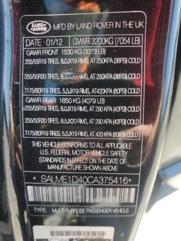 Photo 12 VIN: SALME1D40CA375416 - LAND ROVER RANGEROVER 