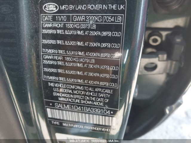 Photo 8 VIN: SALME1D41BA339104 - LAND ROVER RANGE ROVER 