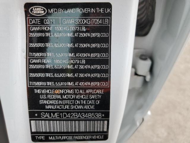 Photo 12 VIN: SALME1D42BA348538 - LAND ROVER RANGEROVER 