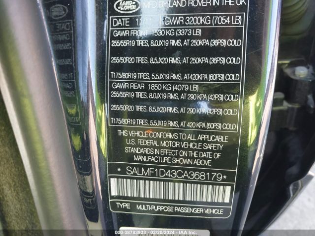 Photo 8 VIN: SALMF1D43CA368179 - LAND ROVER RANGE ROVER 