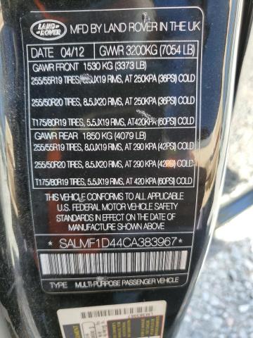 Photo 12 VIN: SALMF1D44CA383967 - LAND ROVER RANGE ROVE 