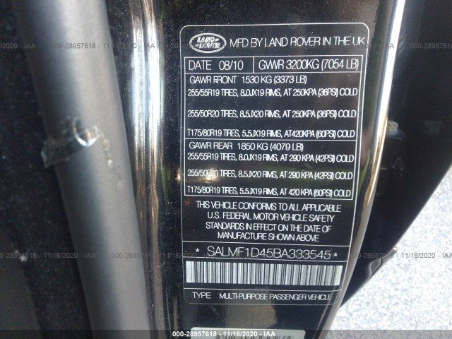 Photo 8 VIN: SALMF1D45BA333545 - LAND ROVER RANGE ROVER 