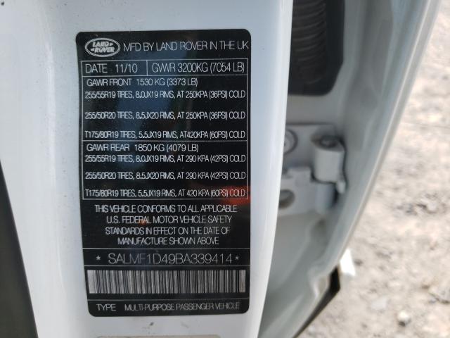 Photo 9 VIN: SALMF1D49BA339414 - LAND ROVER RANGE ROVE 