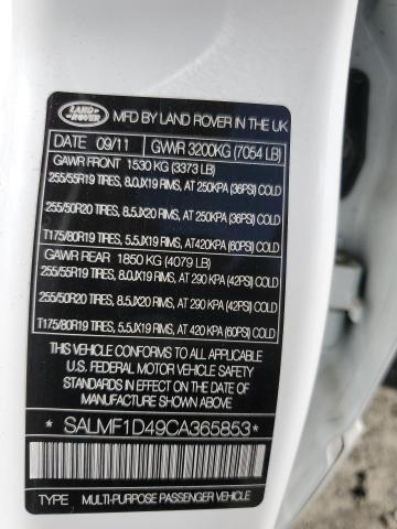 Photo 12 VIN: SALMF1D49CA365853 - LAND ROVER RANGE ROVE 