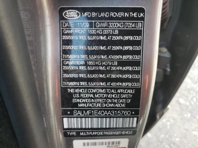 Photo 9 VIN: SALMF1E40AA315760 - LAND ROVER RANGE ROVE 