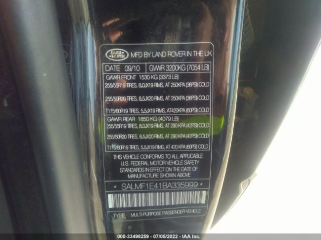 Photo 8 VIN: SALMF1E41BA335999 - LAND ROVER RANGE ROVER 