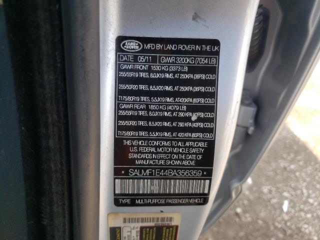 Photo 9 VIN: SALMF1E44BA356359 - LAND ROVER RANGE ROVE 